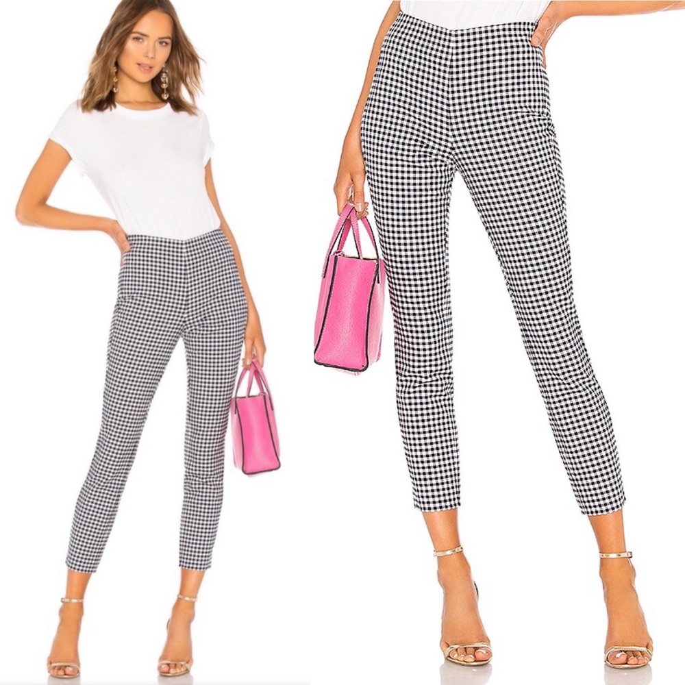 Rag & Bone Simone Pull On Trouser Pant Blue Gingham Multi Size 8